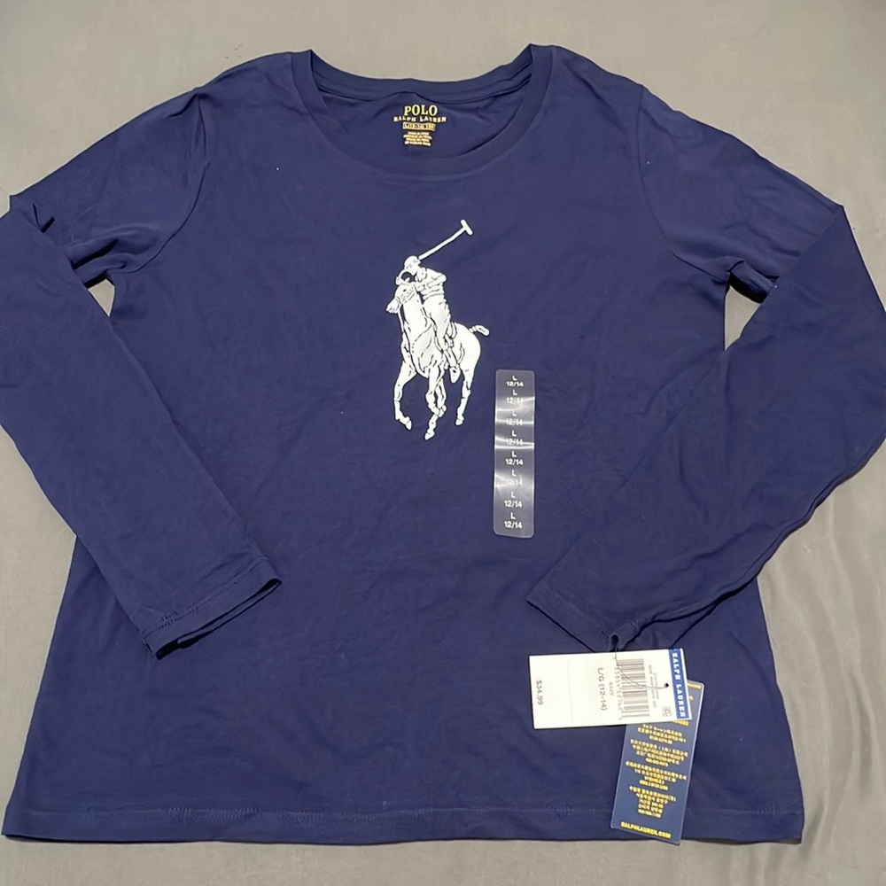 Ralph Lauren Big kids long sleeve tee navy L